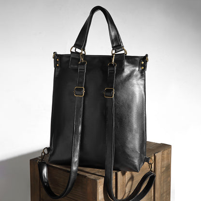 Dollcini, Women's Faux Leather Biker-Style Backpack – Large, Zippered, for City Use