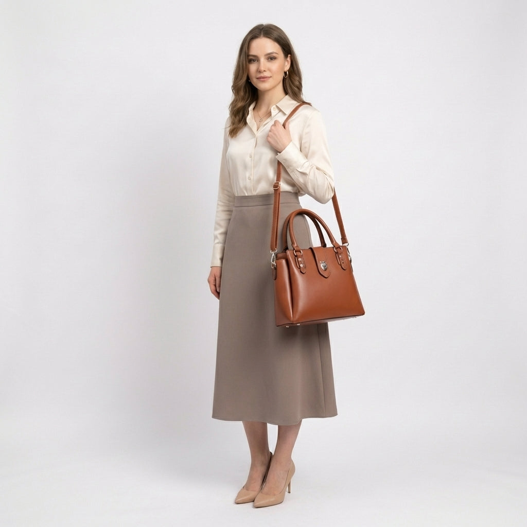 Dollcini Women's Shoulder Bag and Handbag – Water-Repellent PU Faux Leather, with Detachable Strap