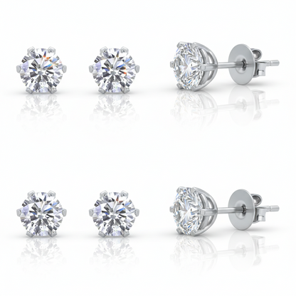 Dollcini, Premium Moissanite Stud Earrings – Brilliant Round Cut, 1 Carat, S925 Silver Jewelry