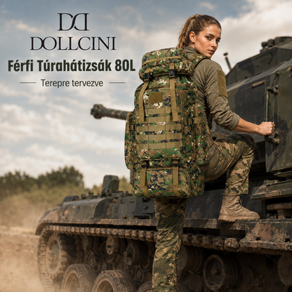 Dollcini Military Style Men's Hiking Backpack – 80L, Waterproof