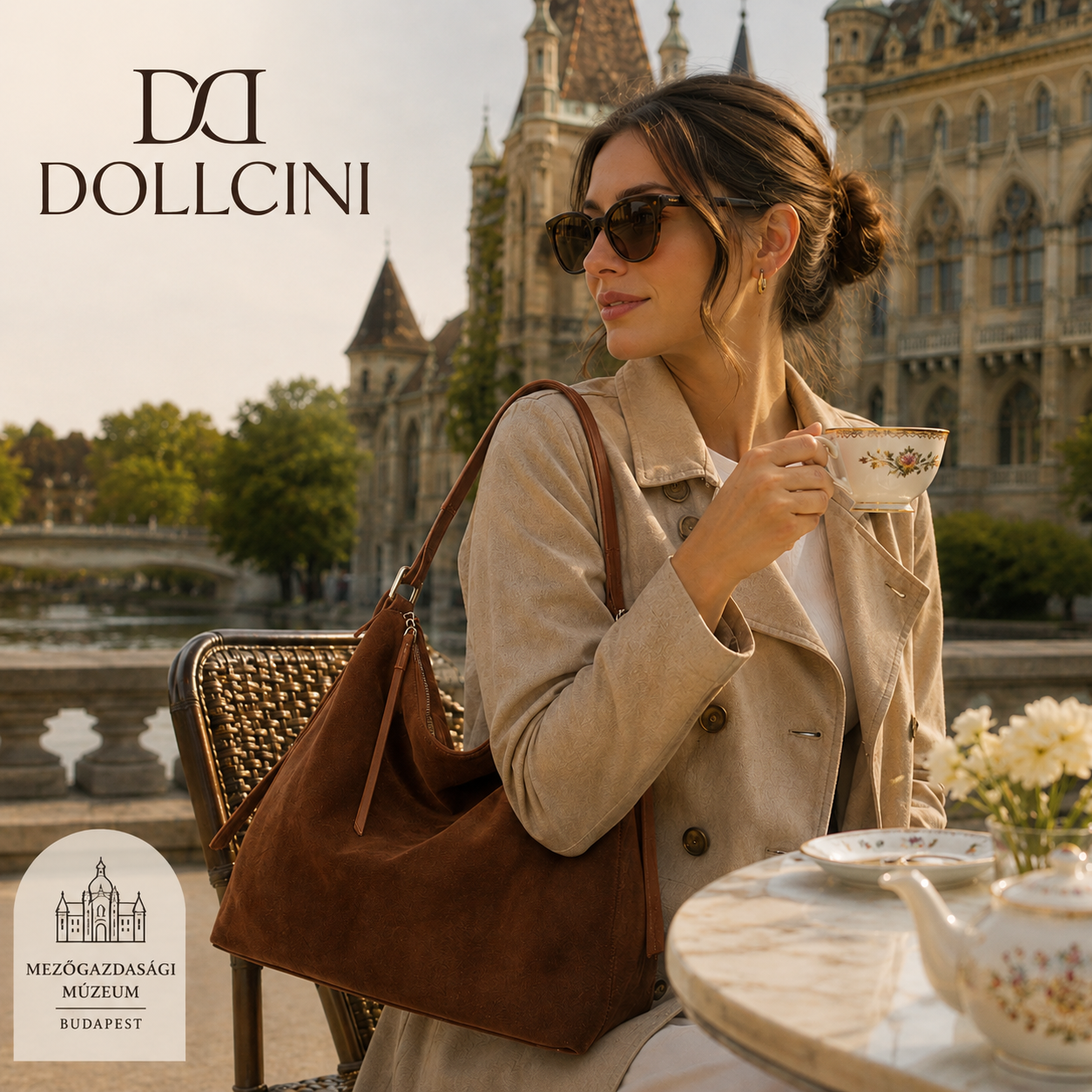 Dollcini Women's Genuine Leather Tote Shoulder Bag – European–American Retro Style, Coffee Brown