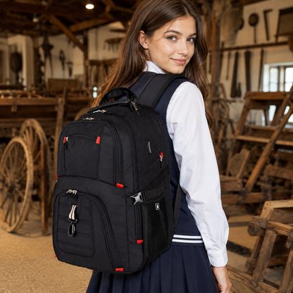 Dollcini Unisex Laptop Backpack – Waterproof Travel Backpack with USB Charging Port, Black