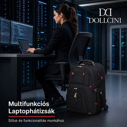 Dollcini Unisex Laptop Backpack – Waterproof Travel Backpack with USB Charging Port, Black
