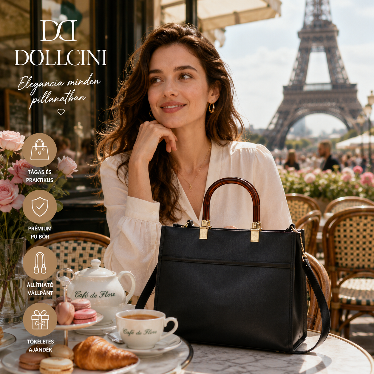 Dollcini Női Elegáns Crossbody Táska – műbőr, Vízálló