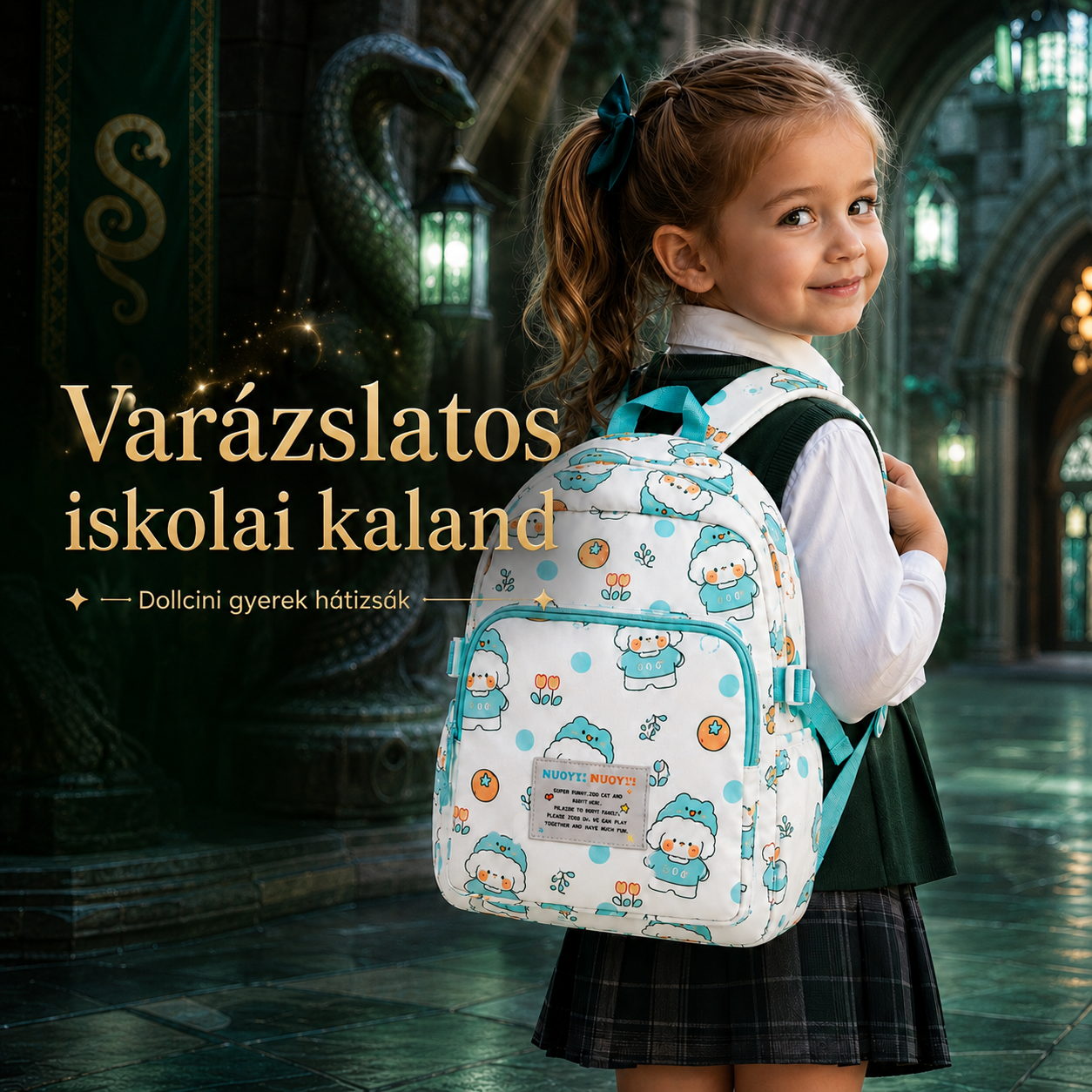 Dollcini Stílusos Uniszex Iskolatáska Hátizsák – Állatmintás, Praktikus
