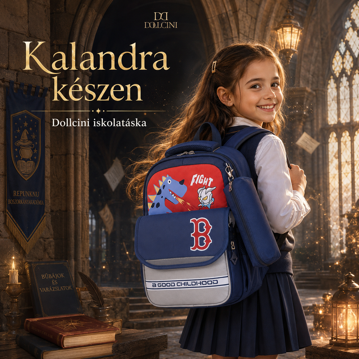 Dollcini Vízálló Iskolatáska Fiúknak és lányoknak – Ajándékokkal, Diákoknak