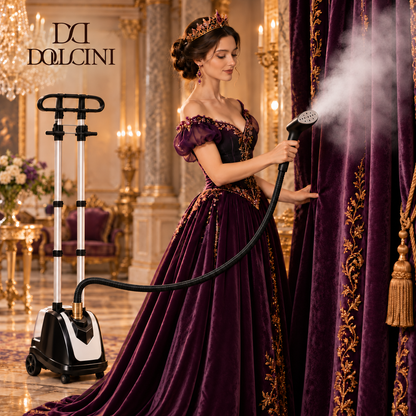 Dollcini Teljes Réz Ruhagőzölő 2200W – 35 L Tartály, 10 Lyukú Gőzfej, Fekete