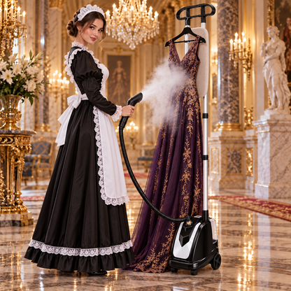 Dollcini Teljes Réz Ruhagőzölő 2200W – 35 L Tartály, 10 Lyukú Gőzfej, Fekete