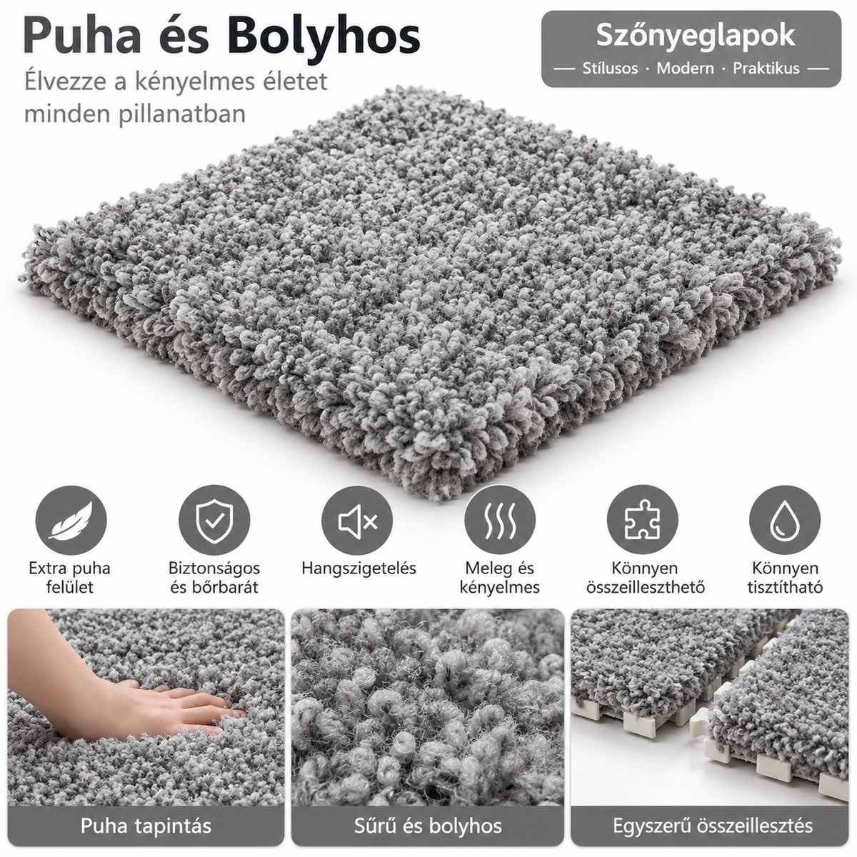 Dollcini Home 5-Piece Foam Carpet – Soft, Fluffy Puzzle Mat