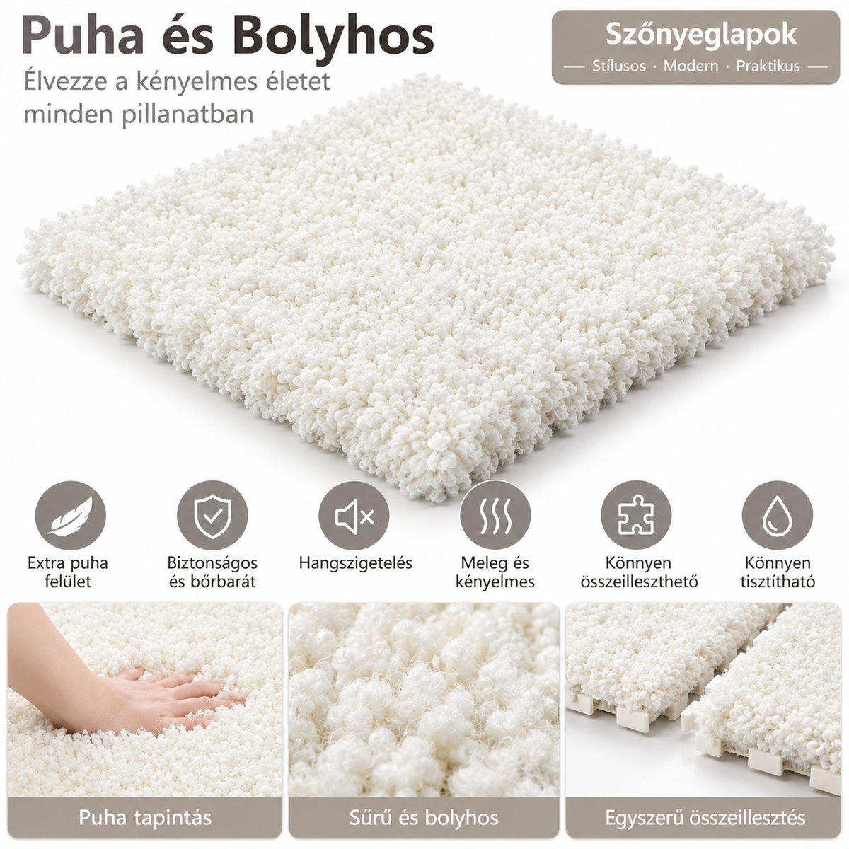 Dollcini Home 5-Piece Foam Carpet – Soft, Fluffy Puzzle Mat