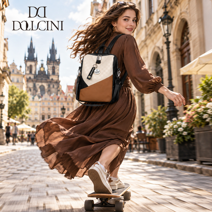 Dollcini Women's Backpack – Waterproof Faux Leather, Elegant and Practical Wear