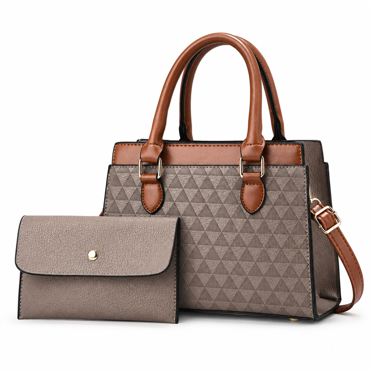 Dollcini Women's Large Tote Handbag and Wallet Set – Elegant, Zippered, with Shoulder Strap