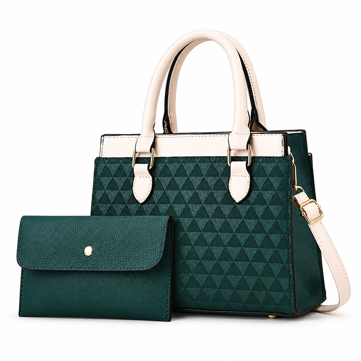 Dollcini Women's Large Tote Handbag and Wallet Set – Elegant, Zippered, with Shoulder Strap