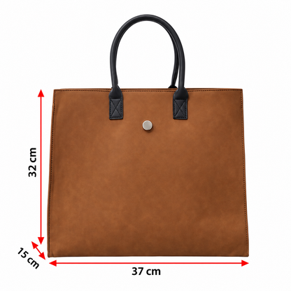 Dollcini Elegant Women's Laptop Bag – Professional Faux Leather, Brown