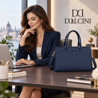 Dollcini Women's Laptop Bag 15.6” – Elegant Black Work Bag