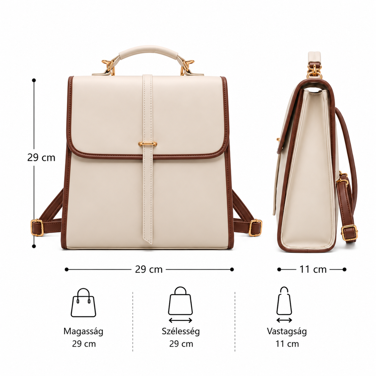 Dollcini Elegant Women's Backpack – Premium Faux Leather, Waterproof