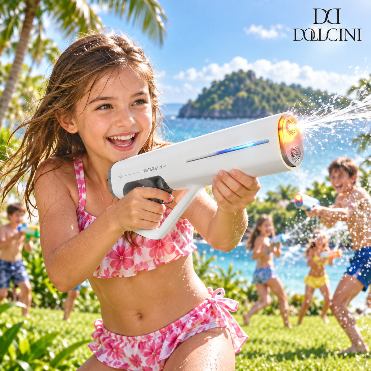 Dollcini Automatic Electric Water Gun – USB Rechargeable, LED Light, 510 ml