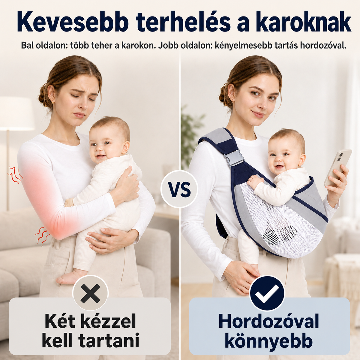 Dollcini Állítható Baba Hordozókendő – Szürke, 0–24 hó, max. 20 kg