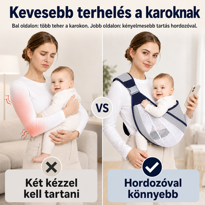 Dollcini Állítható Baba Hordozókendő – Szürke, 0–24 hó, max. 20 kg
