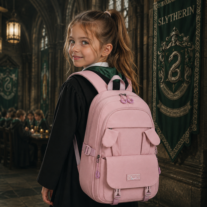 Dollcini Bunny Ear Girl Backpack – Cute, Waterproof School Bag