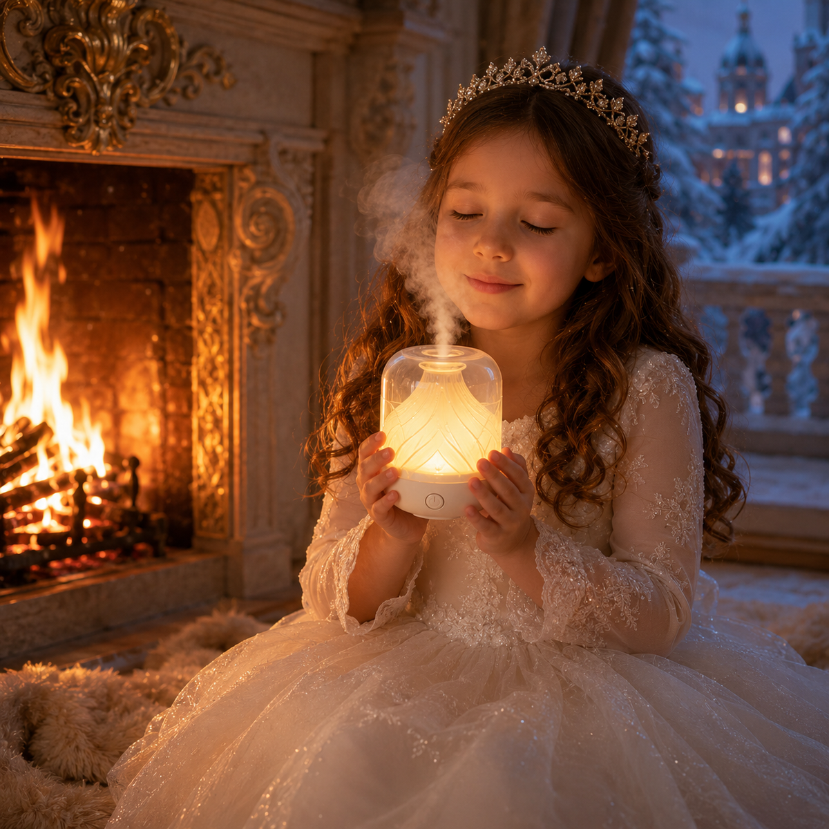 Dollcini Home Humidifier – Warm Light Aromatherapy Essential Oil Diffuser Decor