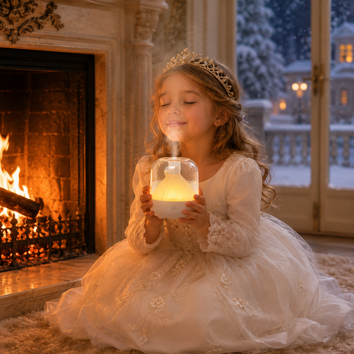 Dollcini Home Humidifier – Warm Light Aromatherapy Essential Oil Diffuser Decor