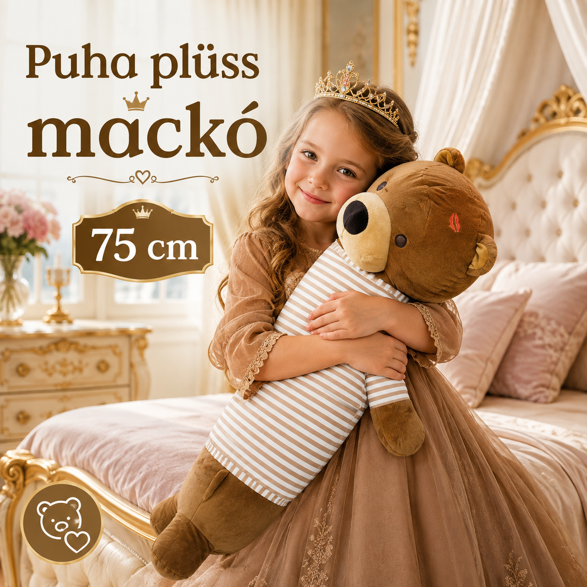 Dollcini Home Long Plush Bear – 75 cm, Multiple Colors