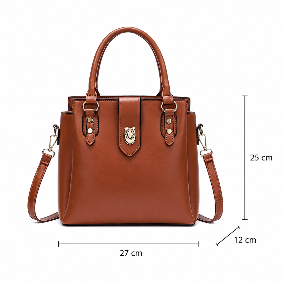 Dollcini Women's Shoulder Bag and Handbag – Water-Repellent PU Faux Leather, with Detachable Strap