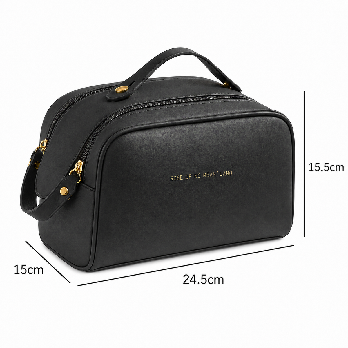 Dollcini Stylish Cosmetic Bag – Waterproof Faux Leather, Large Capacity