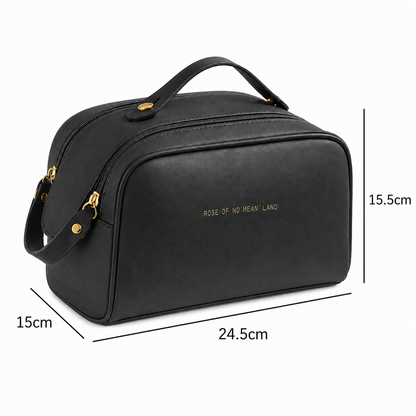 Dollcini Stylish Cosmetic Bag – Waterproof Faux Leather, Large Capacity