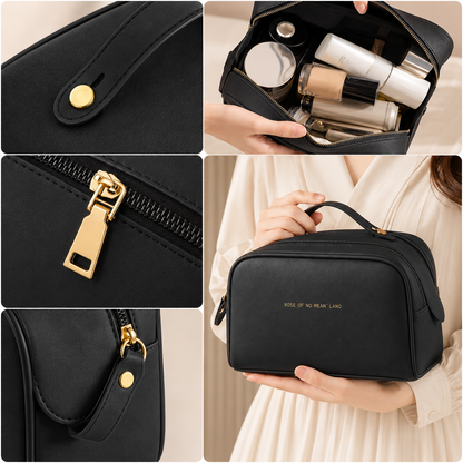 Dollcini Stylish Cosmetic Bag – Waterproof Faux Leather, Large Capacity