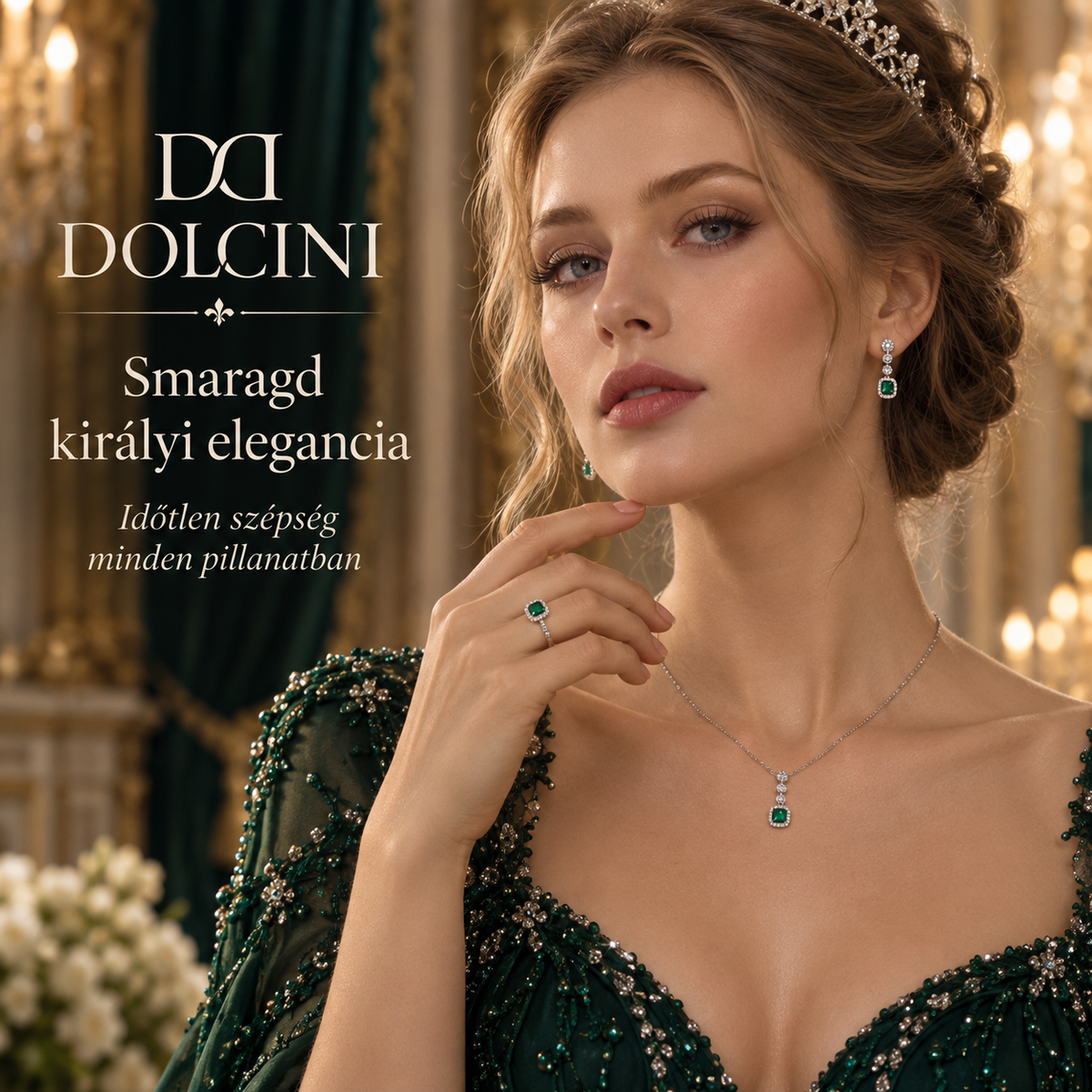 Dollcini, 925 Sterling Silver Green & Blue Stone Jewelry Collection – Ring, Necklace, Earrings or 4-Piece Set