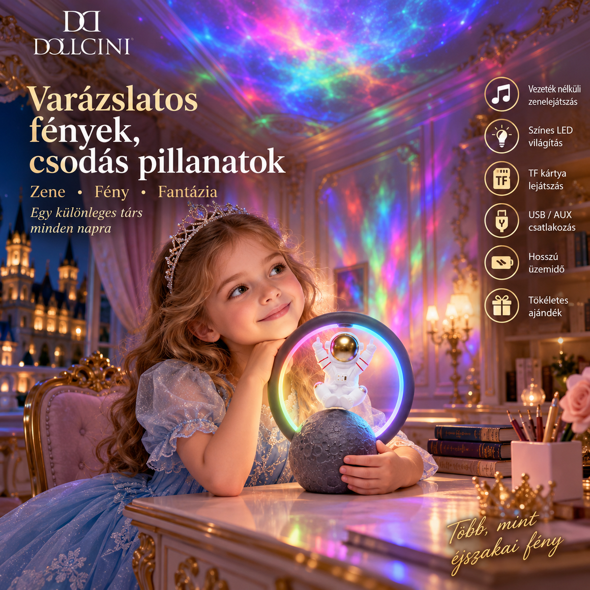 Dollcini Home Astronaut Bluetooth Speaker – With LED Lighting