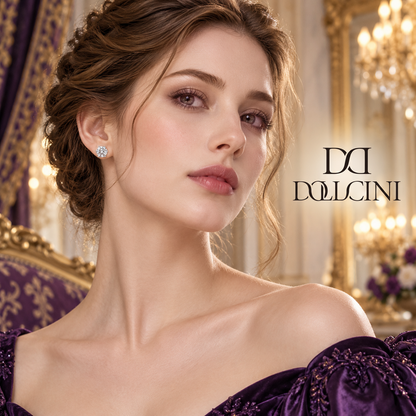 Dollcini, Premium Moissanite Stud Earrings – Brilliant Round Cut, 1 Carat, S925 Silver Jewelry