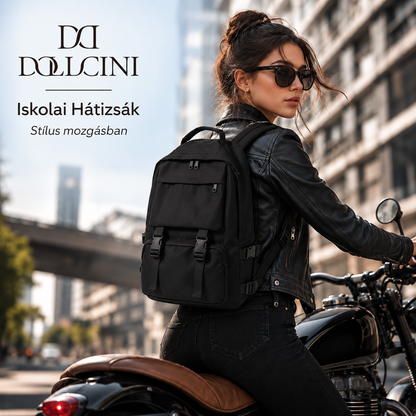 Dollcini Ergonomic Unisex School Backpack with Laptop Compartment – Black-Do not carry more than 3 kg