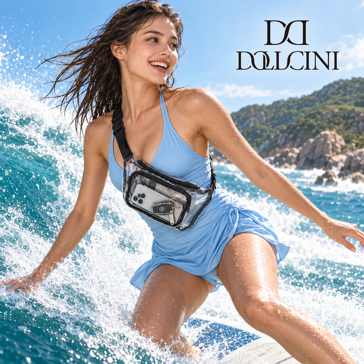 Dollcini Transparent Waist Bag – Waterproof, Adjustable Belt