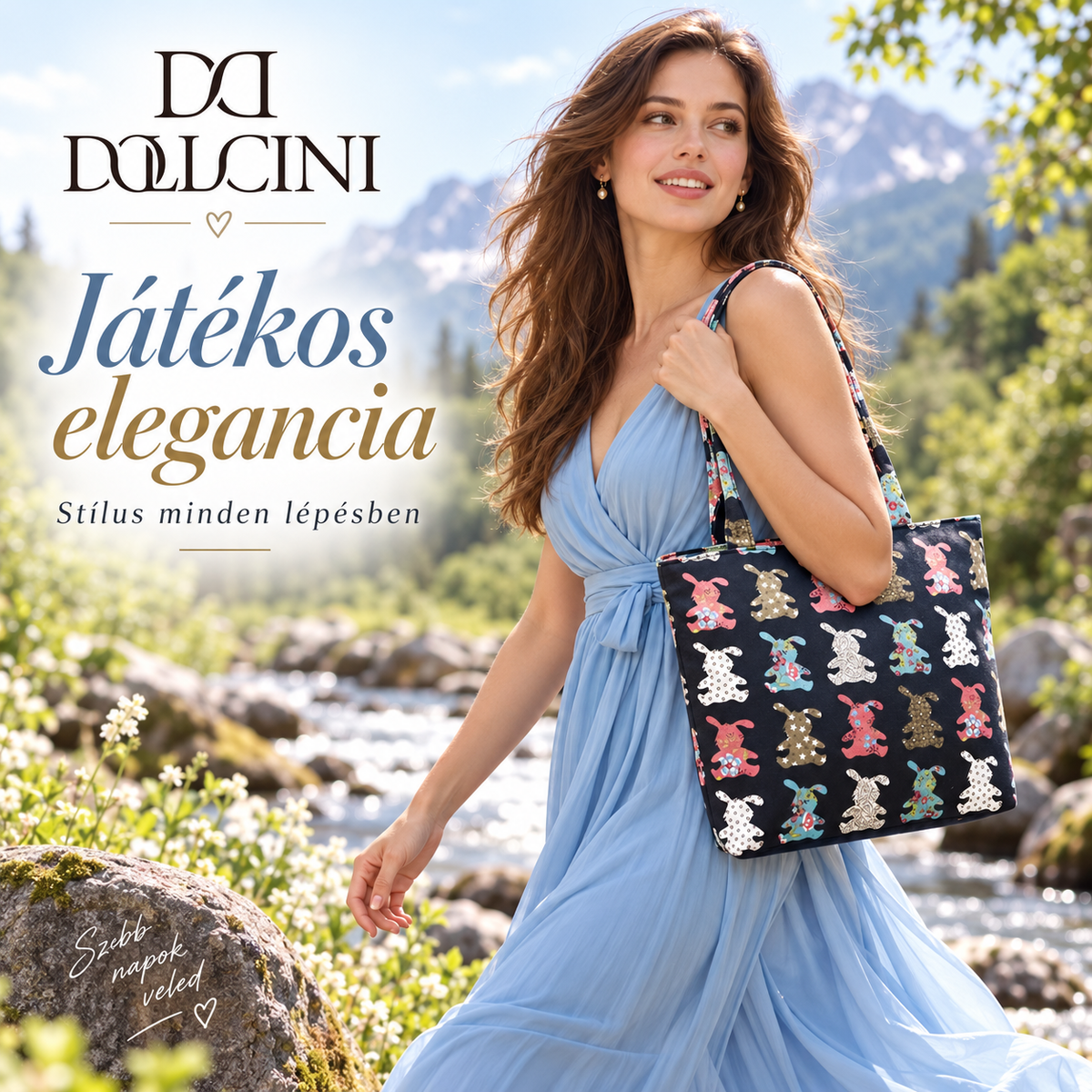 Dollcini Női Válltáska – Divatos Mackó Mintával, Kompakt Méret