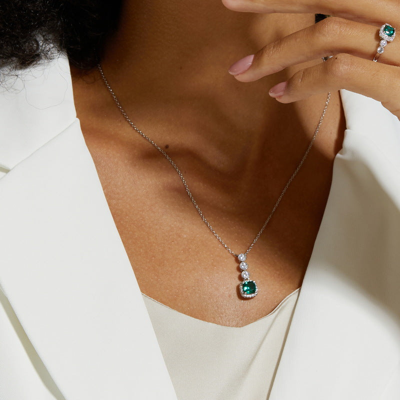 Dollcini, 925 Sterling Silver Green Stone Jewelry Collection – Ring, Necklace, Earrings or 3-Piece Set