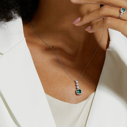 Dollcini, 925 Sterling Silver Green Stone Jewelry Collection – Ring, Necklace, Earrings or 3-Piece Set