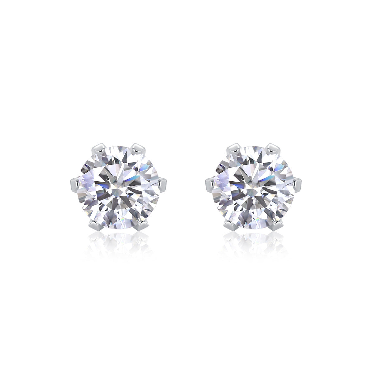 Dollcini, Premium Moissanite Stud Earrings – Brilliant Round Cut, 1 Carat, S925 Silver Jewelry
