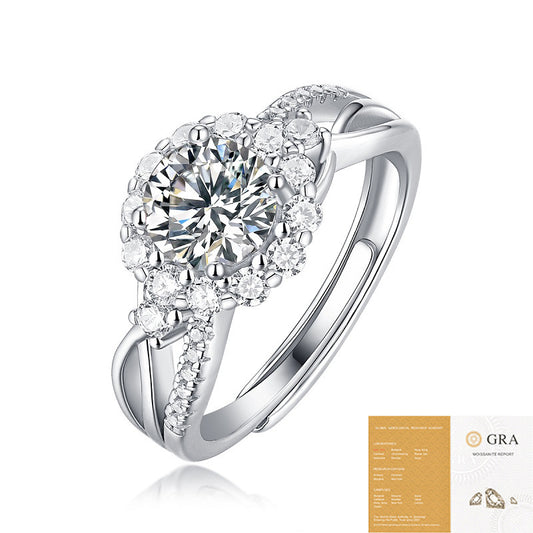 Dollcini 1 Karátos Moissanite Gyűrű - 925 Ezüst, GRA Tanúsítvánnyal