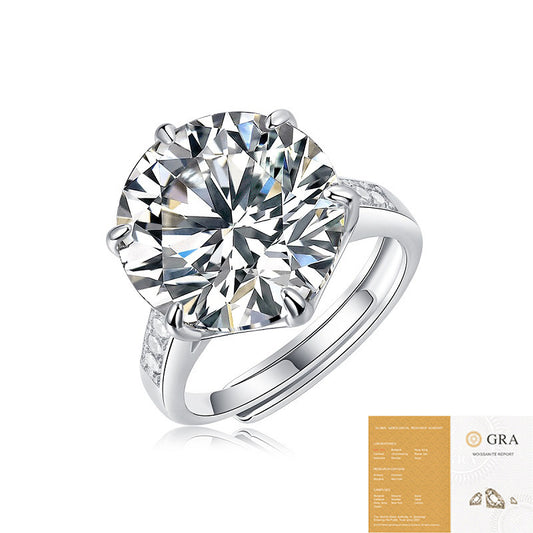 Dollcini 10 Karátos Moissanite Gyűrű – 925 Ezüst, Klasszikus Hatkarmos Foglalat (Állítható Méret)
