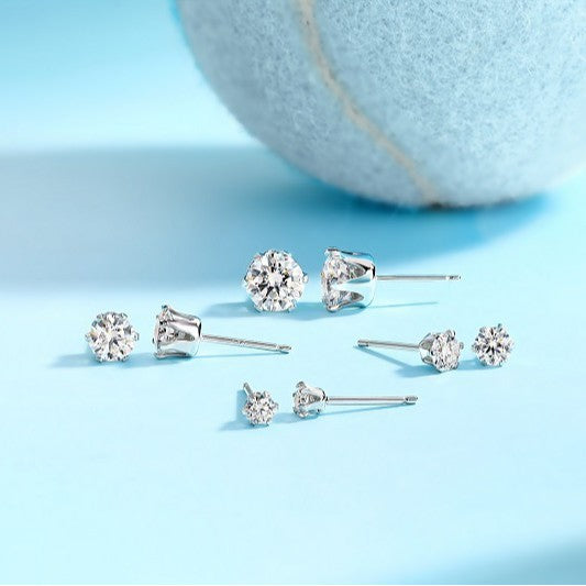 Dollcini, Premium Moissanite Stud Earrings – Brilliant Round Cut, 1 Carat, S925 Silver Jewelry