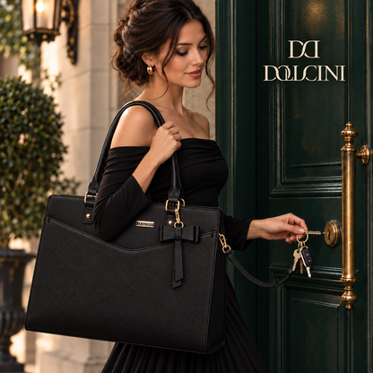 Dollcini Women's Laptop Bag – Stylish, Waterproof Faux Leather Shoulder Bag for Work