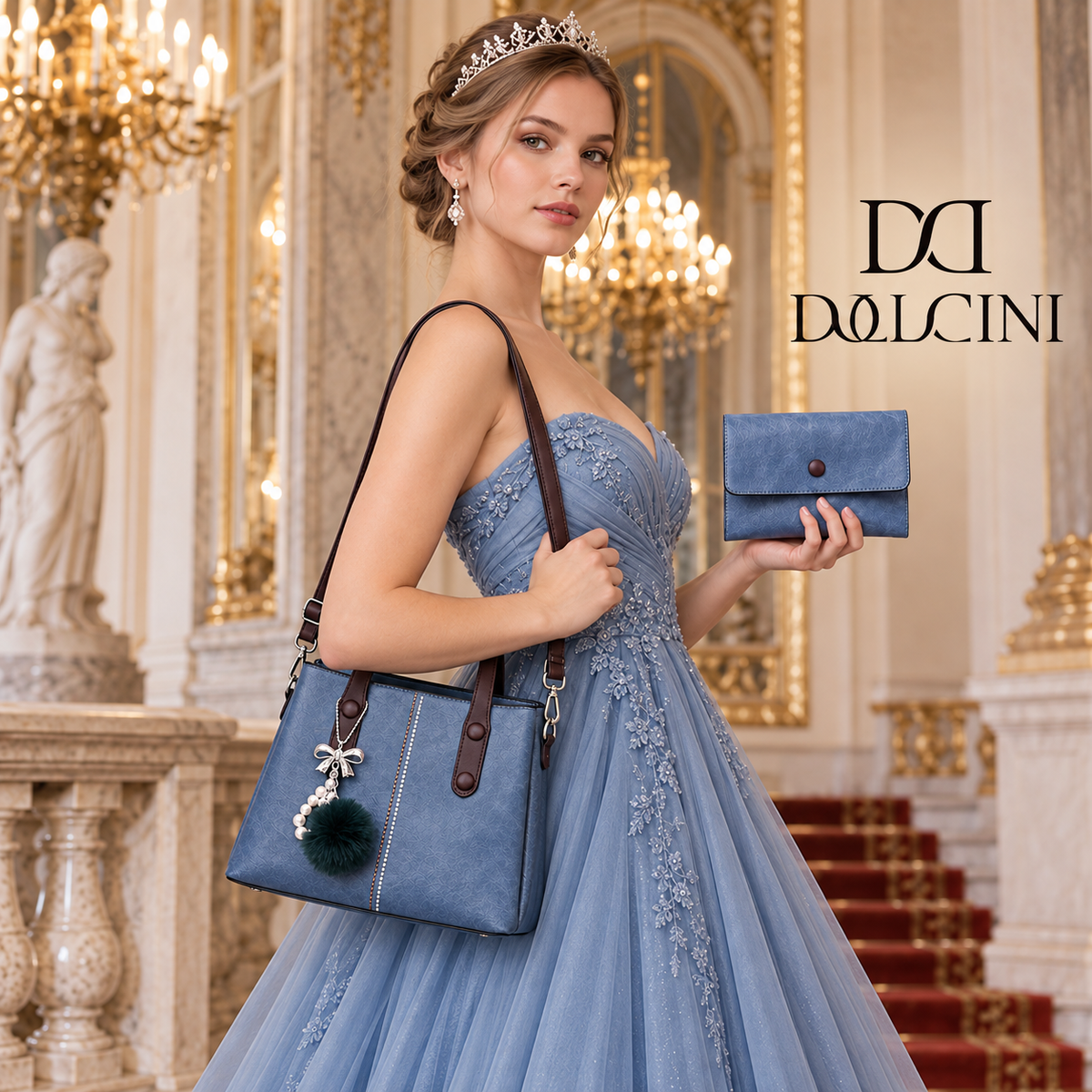 Dollcini Women's Work Bag Set – Faux Leather Handbag with Wallet