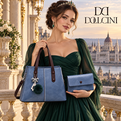 Dollcini Women's Work Bag Set – Faux Leather Handbag with Wallet