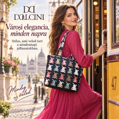 Dollcini Női Válltáska – Divatos Mackó Mintával, Kompakt Méret