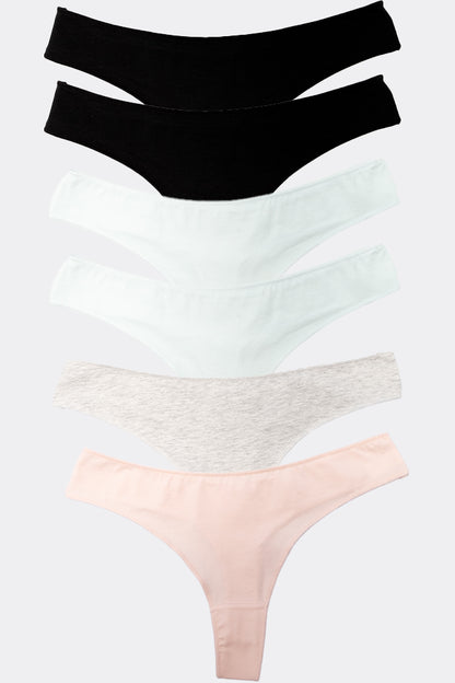 Dollcini,Tanga női bugyi,95% Pamut + Spandex-Többszínű, 6 db-os Csomag,3682