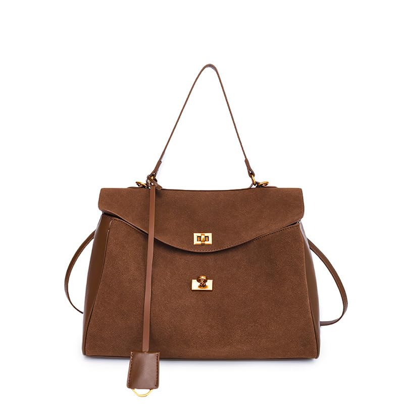 women's shoulder bag, brown, in faux leather, with zip detail, as a variant