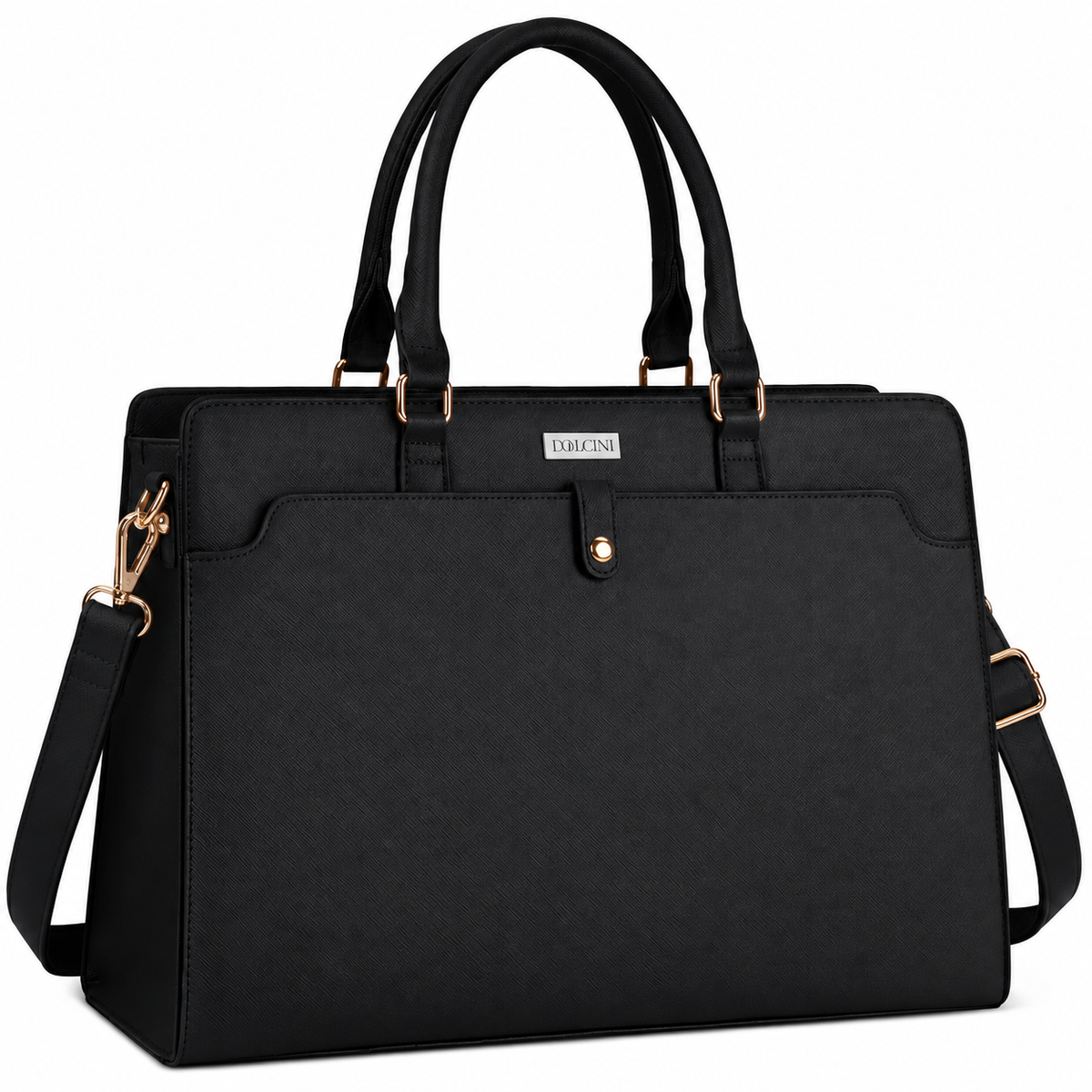 Dollcini Women's Laptop Bag 15.6” – Elegant Black Work Bag
